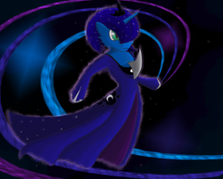 Size: 1310x1055 | Tagged: safe, artist:fletchesketch, princess luna, gardevoir, g4, female, fusion, pokémon, solo