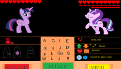 Size: 3608x2056 | Tagged: safe, artist:jonathanbml, starlight glimmer, twilight sparkle, g4, 1000 hours in ms paint, bookworm, heart, high res, video game reference