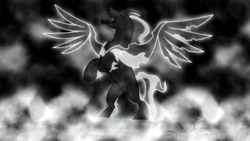 Size: 1600x900 | Tagged: safe, artist:fruft, artist:sailortrekkie92, edit, pony of shadows, g4, shadow play, eyes closed, male, open mouth, rearing, solo, wallpaper, wallpaper edit