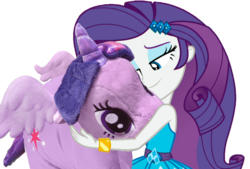 Size: 800x542 | Tagged: safe, edit, rarity, twilight sparkle, alicorn, a queen of clubs, equestria girls, g4, my little pony equestria girls: better together, female, lesbian, pillow, plushie, rarity peplum dress, ship:rarilight, shipping, simple background, transparent background, twilight sparkle (alicorn)