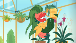 Size: 1920x1080 | Tagged: safe, screencap, audrey 3, equestria girls, g4, my little pony equestria girls: better together, my little shop of horrors, female, flower, greenhouse, plant, potted plant, room to grow, solo, watering can