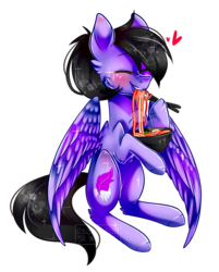 Size: 1633x2029 | Tagged: safe, artist:huirou, oc, oc only, oc:quilly, pegasus, pony, eating, female, hashi, mare, simple background, sitting, solo, transparent background
