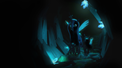 Size: 4000x2250 | Tagged: safe, artist:turbovilka, queen chrysalis, changeling, changeling queen, nymph, g4, 3d, crown, crystal, female, jewelry, mommy chrissy, regalia, source filmmaker