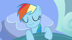 Size: 1920x1080 | Tagged: safe, screencap, rainbow dash, g4, secrets and pies, sleeping, solo