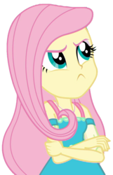 Size: 1318x2048 | Tagged: safe, artist:thebarsection, fluttershy, equestria girls, g4, my little pony equestria girls: better together, :<, angry, clothes, crossed arms, female, pouting, simple background, solo, transparent background, upset