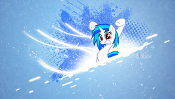 Size: 1920x1080 | Tagged: safe, artist:bengo538, artist:lugiadriel14, edit, dj pon-3, vinyl scratch, pony, unicorn, g4, female, hooves, horn, mare, paint splatter, solo, teeth, text, vector, wallpaper, wallpaper edit