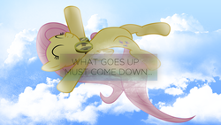 Size: 1920x1080 | Tagged: safe, artist:flutterguy317, artist:penguinsn1fan, edit, fluttershy, pony, g4, female, goggles, solo, sonic heroes, wallpaper, wallpaper edit, what goes up must come down
