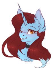 Size: 640x859 | Tagged: safe, artist:kseniyart, oc, oc only, oc:dess, pony, unicorn, bust, female, mare, one eye closed, portrait, simple background, solo, transparent background, wink