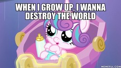 Size: 600x337 | Tagged: safe, edit, edited screencap, screencap, princess flurry heart, g4, the times they are a changeling, end of the world, evil flurry heart, image macro, meme, memeful.com
