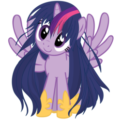 Size: 1999x1999 | Tagged: safe, artist:beavernator, artist:yourfavoritesenpai, edit, twilight sparkle, alicorn, pony, alternate hairstyle, clothes, cute, female, hair over eyes, head tilt, hoof shoes, long hair, looking at you, mare, messy mane, pegasus wings, purple hair, simple background, smiling, solo, spread wings, transparent background, twiabetes, twilight sparkle (alicorn), wings