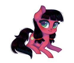 Size: 1824x1544 | Tagged: safe, artist:talentspark, oc, oc only, oc:macdolia, earth pony, pony, chibi, commission, female, looking at you, mare, ms paint, simple background, solo, transparent background