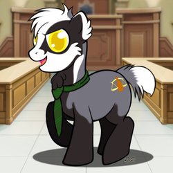 Size: 750x750 | Tagged: artist needed, safe, oc, oc only, badger, earth pony, pony, furry, lawyer, ponified