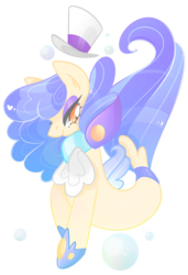 Size: 876x1280 | Tagged: safe, artist:vivian reed, sapphire shores, seapony (g4), g4, my little pony: the movie, bubble, female, hat, lidded eyes, mare, seaponified, simple background, smiling, solo, species swap, top hat, transparent background