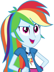 Size: 1521x2010 | Tagged: safe, artist:thebarsection, rainbow dash, equestria girls, g4, clothes, female, geode of super speed, magical geodes, open mouth, simple background, skirt, solo, transparent background