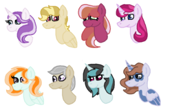 Size: 912x596 | Tagged: safe, artist:glamgoria-morose, oc, oc only, oc:brush fire, oc:cipher moon, oc:crescendo, oc:eros, oc:featherfly, oc:rave bounce, oc:royal crest, oc:sweetapple, alicorn, earth pony, pegasus, pony, unicorn, alicorn oc, offspring, parent:big macintosh, parent:bulk biceps, parent:cheerilee, parent:fancypants, parent:flash sentry, parent:fluttershy, parent:frederic horseshoepin, parent:neon lights, parent:octavia melody, parent:pipsqueak, parent:princess luna, parent:rarity, parent:spitfire, parent:twilight sparkle, parent:vinyl scratch, parent:zephyr breeze, parents:cheerimac, parents:flashlight, parents:flutterbulk, parents:fredtavia, parents:lunapip, parents:raripants, parents:vinylights