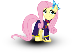 Size: 4126x3000 | Tagged: safe, artist:daku, fluttershy, ladybug, pegasus, pony, g4, clothes, crossover, female, flower, flower in hair, fluttergio, giorno giovanna, high res, jojo's bizarre adventure, long mane, looking up, mare, ponified, simple background, smiling, solo, transparent background, vector, vento aureo