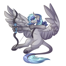 Size: 5000x5000 | Tagged: safe, artist:amazing-artsong, oc, oc only, oc:cinder skyline, hippogriff, absurd resolution, arrow, bow (weapon), bow and arrow, contest entry, female, mare, simple background, smiling, solo, transparent background, weapon