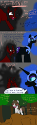Size: 611x2036 | Tagged: safe, artist:jake heritagu, nightmare moon, oc, oc:the colt, alicorn, earth pony, pony, unicorn, ask the colt, fanfic:silent ponyville, g4, comic, female, male, red and black oc, tumblr