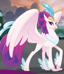 Size: 385x448 | Tagged: safe, gameloft, queen novo, classical hippogriff, hippogriff, g4, my little pony: the movie, feathered fetlocks, female, queen, solo