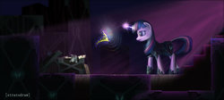 Size: 1024x460 | Tagged: safe, artist:stratodraw, smarty pants, twilight sparkle, alicorn, pony, g4, my little pony: the movie, armor, bad end, chest, clothes swap, element of magic, fallen hero, female, magic, mare, memories, solo, storage, traitor sparkle, twilight sparkle (alicorn)