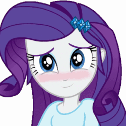 Size: 400x400 | Tagged: safe, artist:thebarsection, derpibooru exclusive, edit, editor:dahnthepoisonforce12, rarity, equestria girls, g4, animated, blushing, cute, eye, eye shimmer, eyes, female, looking at you, raribetes, smiling, solo