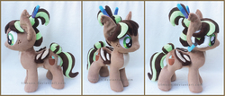 Size: 1731x742 | Tagged: safe, artist:lilmoon, oc, oc only, oc:cocoa dot, bat pony, pony, female, irl, mare, photo, plushie, solo
