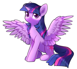 Size: 1154x1030 | Tagged: safe, artist:sevedie, twilight sparkle, alicorn, pony, g4, cute, female, looking at you, mare, simple background, sitting, solo, spread wings, transparent background, twiabetes, twilight sparkle (alicorn), wings