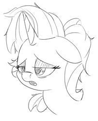 Size: 1178x1455 | Tagged: safe, artist:esfelt, starlight glimmer, pony, unicorn, g4, bags under eyes, black and white, bust, female, floppy ears, grayscale, lidded eyes, mare, messy mane, monochrome, open mouth, portrait, sick, simple background, sketch, snot, solo, white background
