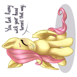 Size: 1000x1000 | Tagged: safe, artist:nenefi, fluttershy, pegasus, pony, g4, :3, chest fluff, cute, dialogue, ear fluff, ear tufts, eyes closed, female, filly, filly fluttershy, fluffy, grin, hair over one eye, head tilt, mare, shyabetes, sideways image, silly, silly filly, silly pony, simple background, sitting, smiling, solo, talking to viewer, text, transparent background, wing fluff, wings, younger