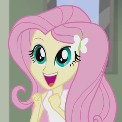 Size: 960x960 | Tagged: safe, screencap, fluttershy, a case for the bass, equestria girls, g4, my little pony equestria girls: rainbow rocks, cropped, female, open mouth, solo