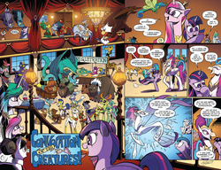 Size: 1600x1230 | Tagged: safe, artist:andypriceart, abyssinian king, abyssinian queen, amira, blackthorn, chief thunderhooves, chummer, king aspen, observer (character), prince rutherford, princess cadance, princess celestia, princess ember, queen novo, raven, rover, thorax, twilight sparkle, abyssinian, alicorn, bat pony, breezie, buffalo, cat, changedling, changeling, classical hippogriff, deer, diamond dog, donkey, dragon, giant spider, giraffe, gorilla, griffon, hippogriff, horse, parrot, parrot pirates, pony, saddle arabian, seapony (g4), spider, tarantula, yak, anthro, digitigrade anthro, idw, my little pony: the movie, spoiler:comic, spoiler:comic61, anthro with ponies, bubble pipe, changeling king, comic, comic page, convocation of the creatures, david bowie, dialogue, dragon lord ember, dragoness, female, king thorax, male, mare, night guard, observer, official comic, papa thorax, pirate, royal guard, sisters-in-law, snorting, speech bubble, stag, text, twilight sparkle (alicorn), ziggy stardust