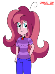 Size: 1506x2000 | Tagged: safe, artist:crazautiz, oc, oc only, oc:contralto, equestria girls, g4, clothes, disguised siren, equestria girls-ified, female, pants, simple background, smiling, solo, transparent background