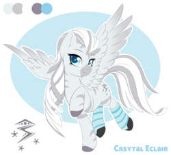 Size: 1050x950 | Tagged: safe, artist:silkensaddle, oc, oc only, oc:crystal eclair, pegasus, pony, zebra, zebroid, fallout equestria, clothes, commission, female, looking at you, mare, reference sheet, simple background, socks, striped socks, transparent background, zebra oc