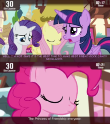 Size: 854x960 | Tagged: safe, screencap, fluttershy, pinkie pie, rarity, twilight sparkle, alicorn, earth pony, pegasus, pony, unicorn, cinemare sins, g4, maud pie (episode), eyes closed, female, mare, open mouth, standing, twilight sparkle (alicorn)