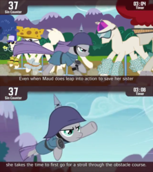 Size: 854x960 | Tagged: safe, screencap, maud pie, earth pony, pony, cinemare sins, g4, maud pie (episode), determined, female, helmet, leaping, mare, obstacle course, pickelhaube, ponyquin, running, solo