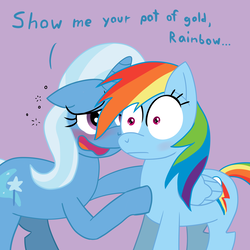 Size: 4096x4096 | Tagged: safe, artist:solarfm, rainbow dash, trixie, pegasus, pony, unicorn, g4, absurd resolution, blushing, drunk, female, innuendo, lesbian, shipping, trixdash