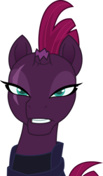 Size: 3000x5095 | Tagged: safe, artist:dashiesparkle, tempest shadow, g4, my little pony: the movie, broken horn, eye scar, faic, female, high res, horn, lidded eyes, looking at you, scar, simple background, solo, teeth, transparent background, vector