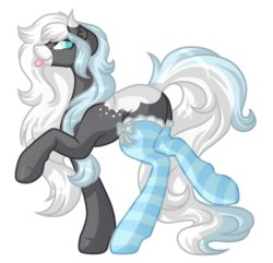 Size: 4185x4033 | Tagged: safe, artist:amazing-artsong, oc, oc only, oc:blue bell, earth pony, pony, absurd resolution, clothes, female, mare, simple background, smiling, socks, solo, stockings, striped socks, thigh highs, tongue out, transparent background