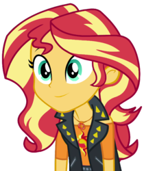 Size: 1721x2048 | Tagged: safe, artist:thebarsection, sunset shimmer, equestria girls, equestria girls series, g4, clothes, female, geode of empathy, glare, simple background, smiling, solo, transparent background
