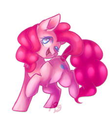 Size: 1219x1354 | Tagged: safe, artist:prettyshinegp, pinkie pie, earth pony, pony, g4, chibi, female, mare, one eye closed, open mouth, simple background, smiling, solo, transparent background