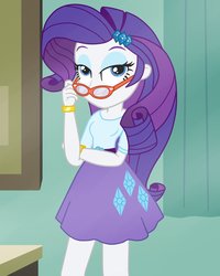 Size: 800x1000 | Tagged: safe, artist:tabrony23, rarity, equestria girls, g4, bedroom eyes, bracelet, clothes, female, glasses, glasses rarity, jewelry, rarity's glasses, show accurate, skirt, solo