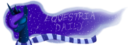 Size: 400x140 | Tagged: artist needed, safe, princess luna, equestria daily, g4, bust, clothes, ethereal mane, eyes closed, female, scarf, simple background, snow, solo, transparent background