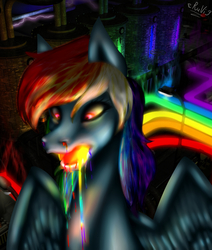 Size: 4500x5300 | Tagged: safe, artist:vinnilandrubychan, rainbow dash, pegasus, pony, fanfic:rainbow factory, g4, absurd resolution, factory, female, mare, open mouth, rainbow factory dash, solo, spectra