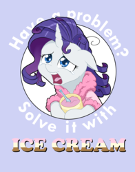 Size: 785x1000 | Tagged: safe, artist:dstears, part of a set, rarity, g4, bathrobe, clothes, comfort eating, crying, eating, female, food, ice cream, marshmelodrama, robe, solo, this will end in weight gain