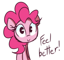 Size: 1137x1069 | Tagged: safe, artist:lilboulder, pinkie pie, earth pony, pony, g4, dialogue, female, looking at you, mare, motivational, simple background, smiling, solo, white background