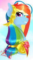 Size: 1440x2560 | Tagged: safe, artist:djspark3, rainbow dash, pony, g4, clothes, element of loyalty, female, mare, solo