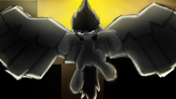 Size: 3840x2160 | Tagged: safe, oc, oc only, oc:darkshadow, pony, flying, gray, high res, shadow, solo, wings