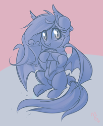 Size: 1730x2116 | Tagged: safe, artist:meekcheep, oc, oc only, oc:panne, bat pony, pony, bat pony oc, chocolate, clothes, female, food, glowing eyes, hot chocolate, looking at you, scarf, solo