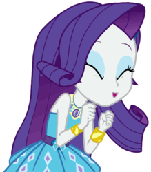 Size: 1640x1876 | Tagged: safe, artist:thebarsection, rarity, equestria girls, equestria girls series, g4, clothes, dress, eyes closed, female, geode of shielding, magical geodes, open mouth, rarity peplum dress, simple background, smiling, solo, transparent background