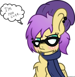 Size: 1223x1262 | Tagged: safe, artist:thatonefluffs, fluttershy, pony, g4, alternate universe, beanie, clothes, female, glasses, hat, hipster, hipstershy, i'm not cute, mare, scarf, simple background, solo, transparent background